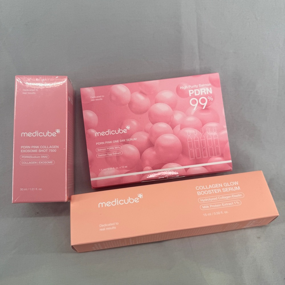 Medicube PDRN Pink Collagen Exosome Shot 7500 & Glow Booster Serum Set K-Beauty